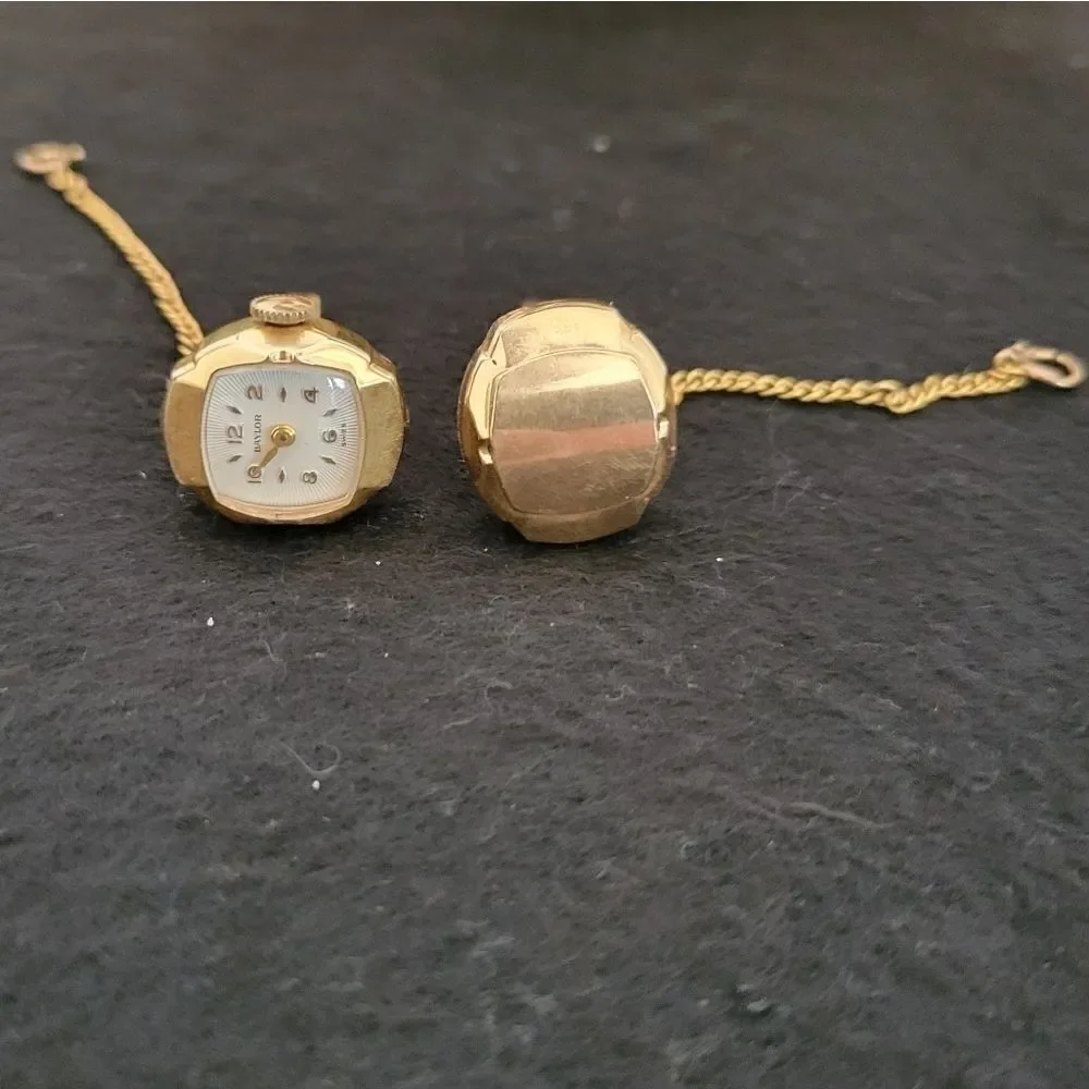 Baylor Swiss Watch Cufflinks Vintage 12K Gold Filled Formal Evening Vintage